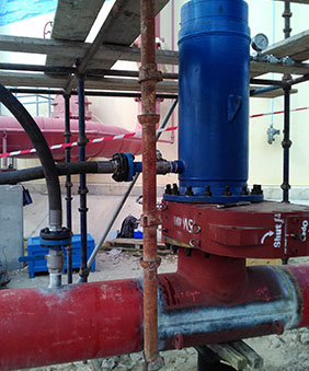 Gate valve replaced using customised mechanical head in a fire water cement line