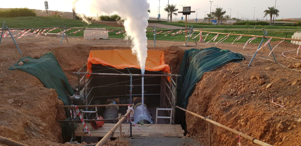 Chilled Water Line Isolated Using Pipe Freezing in Oman